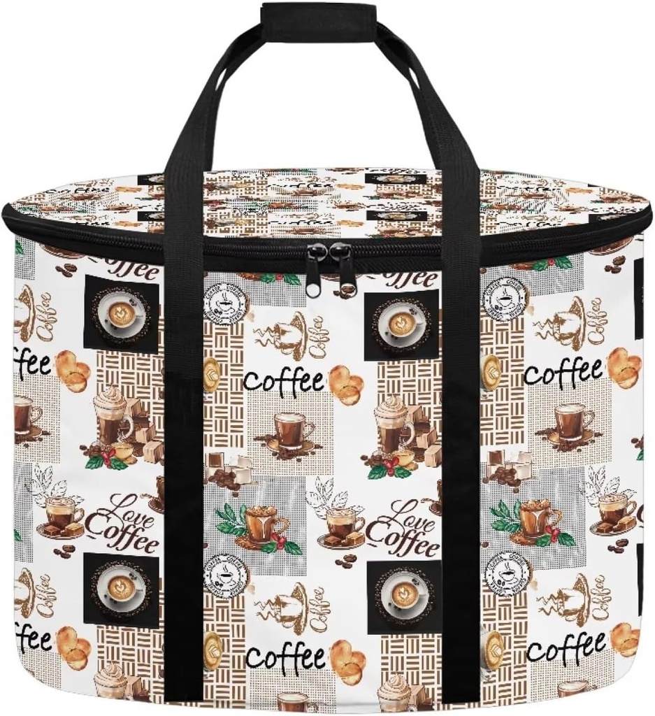 Coffee Beige Slow Cooker Carrier Case Compatible with 6-8 Quart Slow Cooker Insulated Carrying Bag with Handle Portabel for Travel Parties Family Gathering