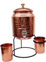 Copper water dispenser 3000ml, 2pcs glass 300 ml with stand, 36 cms height, 18 cms Depth 1500 gms 0.79 Gallon For Water Storage