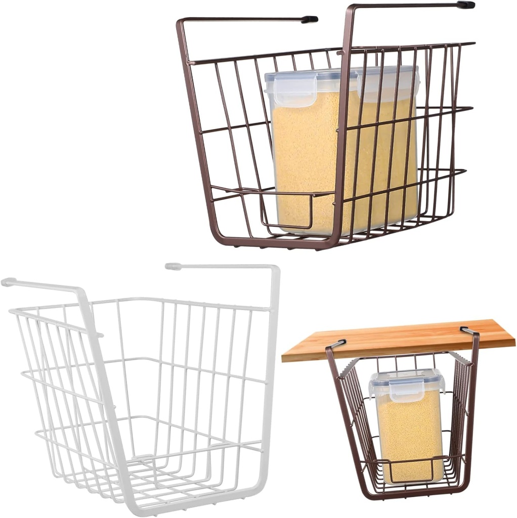 OUNONA 2 Pcs Storage Basket Kitchen Pantry Storage Pantry Organization Organiser Hanging Under Cabinet Basket Organizer Bookshelf Under Shelf Wire Large Under Shelf Storage Iron