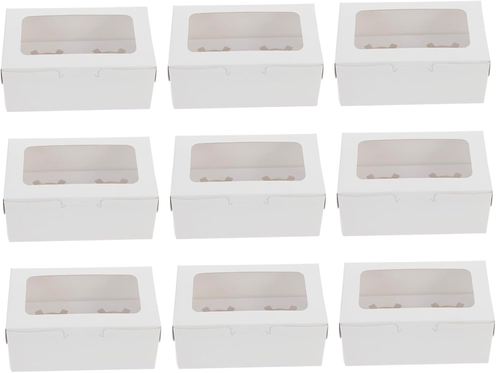 Cabilock 15Pcs Upper Window Cupcake Boxes Bakery Packaging for Cakes Pastries Desserts Cardboard with Inserts for Special Occasions