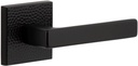Viaggio QADMHMLUS_SD_RH Quadrato Hammered Right Handed Solid Brass Non-Turning One-Sided Dummy Door Lever with Lusso Lever and Quadrato Hammered Backplate - Satin Black
