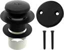 Black Tip-Toe Tub Drain with 2-Hole Overflow Cover, Toe Touch Bathtub Drains Stopper Replacement, Tub Drain and Overflow Kit Matte Black