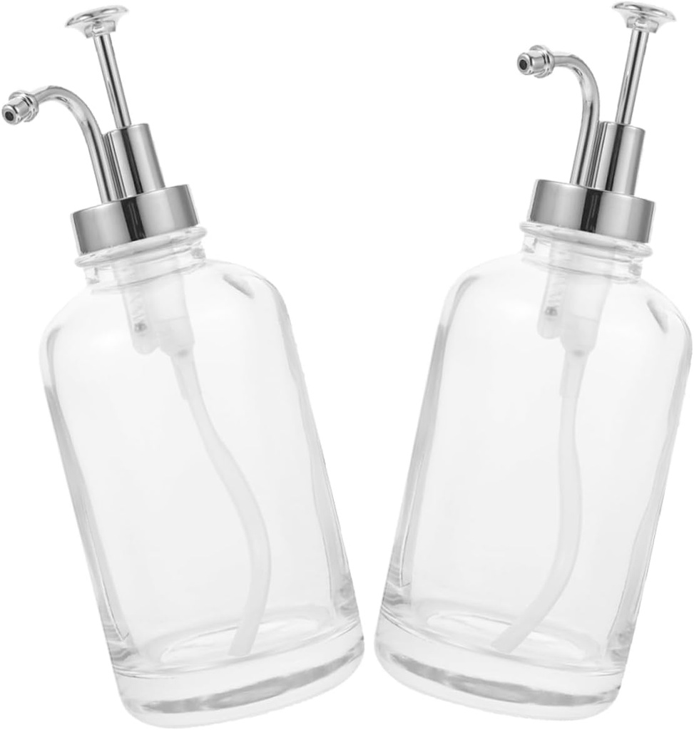 2pcs Sturdy Glass Lotion Container Push Pump Dispenser for Bar Syrup Syrup Pump Dispenser for Coffee Bar