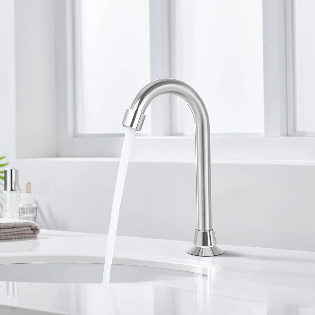 Full Set Hands-Free Foot Pedal Faucet Touchless Floor Mount Foot Control Faucet Single Cold Pedal Switch Valve Foot-Operated Mixer Tap for Bathroom Kitchen