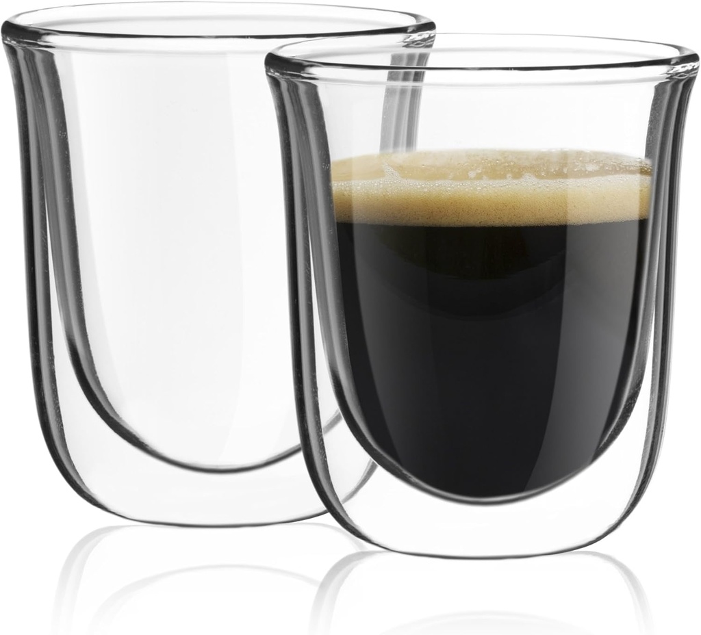 JoyJolt Javaah Double Walled Espresso Glasses Espresso Cups Set of 2 | 2-Ounces