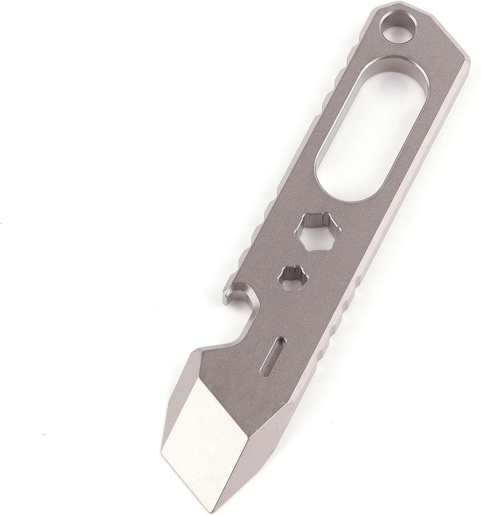 Titanium EDC Pry Bar with Bottle Opener Multi Tool Wrench with Lanyard Hole for Everyday Carry