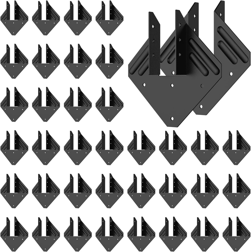 20 Pack Hurricane Ties for Rafter Brackets 2x4, 2x6 18-Gauge Joist Hangers Black, Truss Framing Brackets for Roof, Hurricane Clips for Rafters Powder Coated