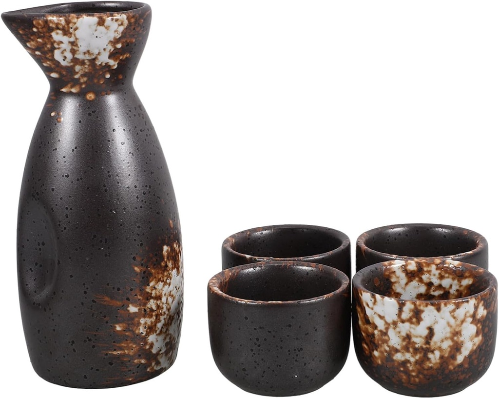 Unomor Retro Japanese Sake Bottle Set Traditional Sake Pot Cups Rice Wine Serving Kit