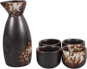 Unomor Retro Japanese Sake Bottle Set Traditional Sake Pot Cups Rice Wine Serving Kit