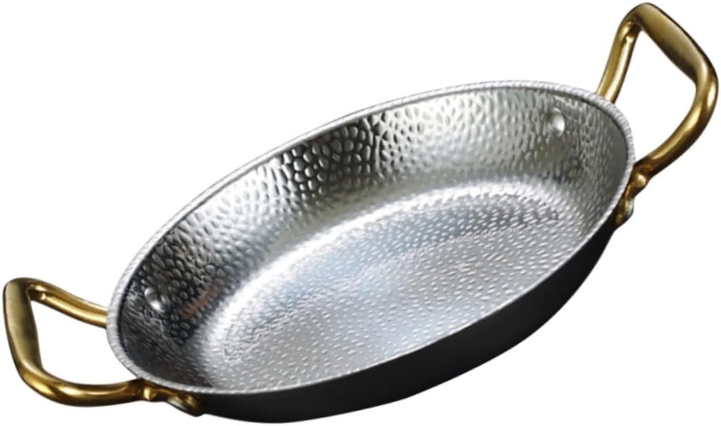 Double Handle Stainless Steel Cooking Pan for Hot Pot and Seafood Flat Base Pot for Gas and Electric Stoves Kitchen Accessory for Home Cooking