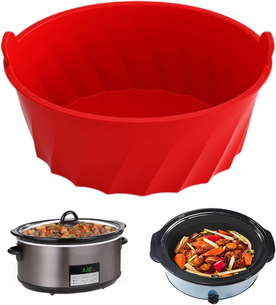 Slow Cooker Liners fit with Crock-Pot 6-8 QT,Foldable Reusable Silicone Cooking Liners,Slow Cooker Divider Insert Compatible for Crock Pot Liner,Leakproof Cooking Accessories for Oval Crock Pots