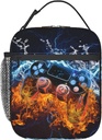 Video Game Lunch Box Fire and Water Game Lunch Bag Insulated Portable Reusable Lunch Tote Kit Waterproof Cooler Bag for Men Women Picnic Office Collega Travel Working