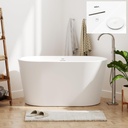 FerdY Shangri-La 47" Acrylic Freestanding Bathtub, Small Classic Oval Shape Acrylic Soaking Bathtub with White Drain & Minimalist Linear Design Overflow, Modern White, cUPC Certified