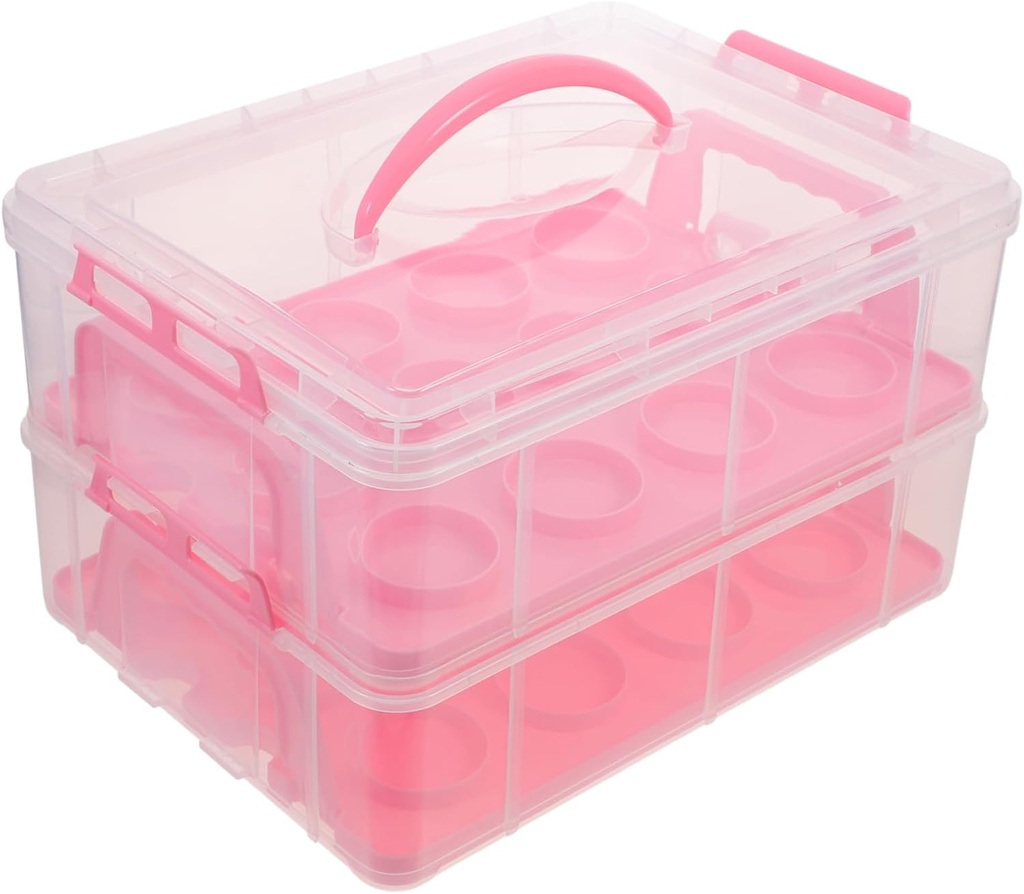 PRETYZOOM Transport Multi-layer Cupcake Carrier Box Handle Versatile Cupcake Containers for Safe Cake Packing for Parties and Events Design