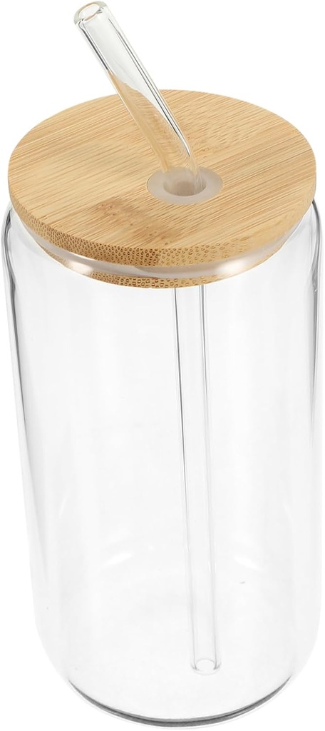 KICHOUSE Glass Water Bottle Straw Lid Reusable Straw Cup for Hot Cold Beverages School Tea Cup