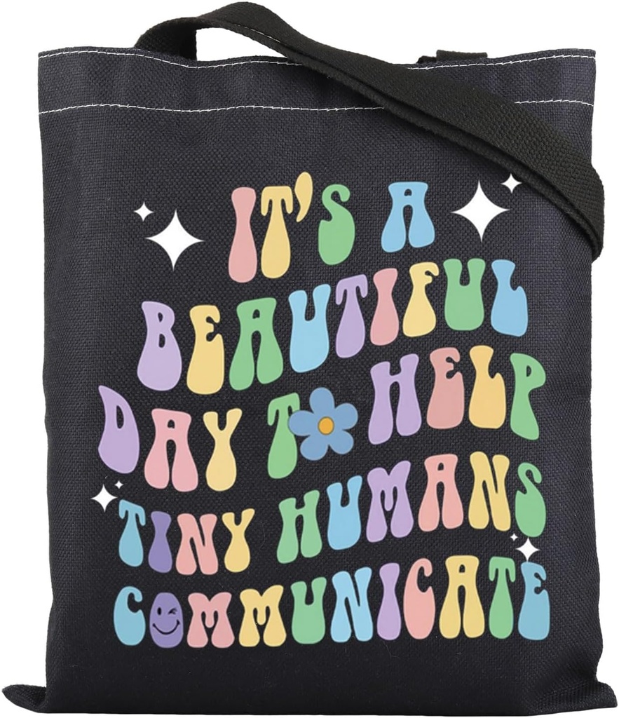 ENSIANTH Speech Pathologist Teacher Tote Bag AAC SLP Gift Tiny Humans Communicate Speech Therapist Appreciation Gift