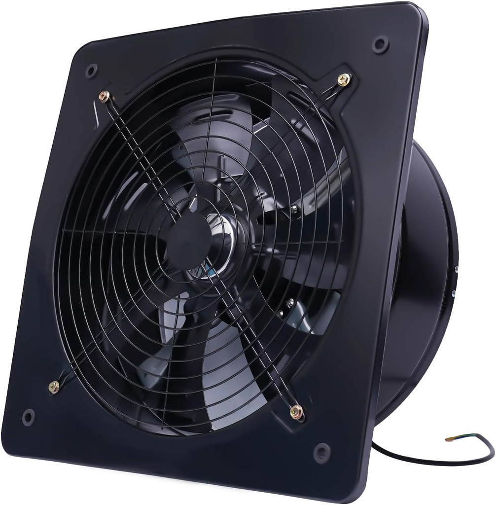 Bepritm 110V Exhaust Fan, Wall Mounted Vent Fans Through-wall installation Ventilation Fan, w/Power Cord & Low Noise, Ventilation Blower for Attic, Greenhouse, Basement, Shed (16inch Black)