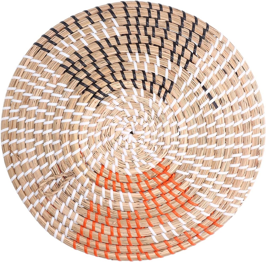 Woven Basket Wall Decor,4 x 30cm/1.6 x 11.8in Boho Handmade Round Seagrass Basket Wall Decorations,Woven Bowls Trays for Home Kitchen Living Room Bedroom