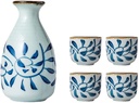 Japanese Sake Set Soju Tea Set,5 Pieces Chinese Traditional Fresh Style Traditional Retro Ceramics Sake Cup Set,with 1 Sake Pot and 4 Sake Cups Best Gift for Friends D