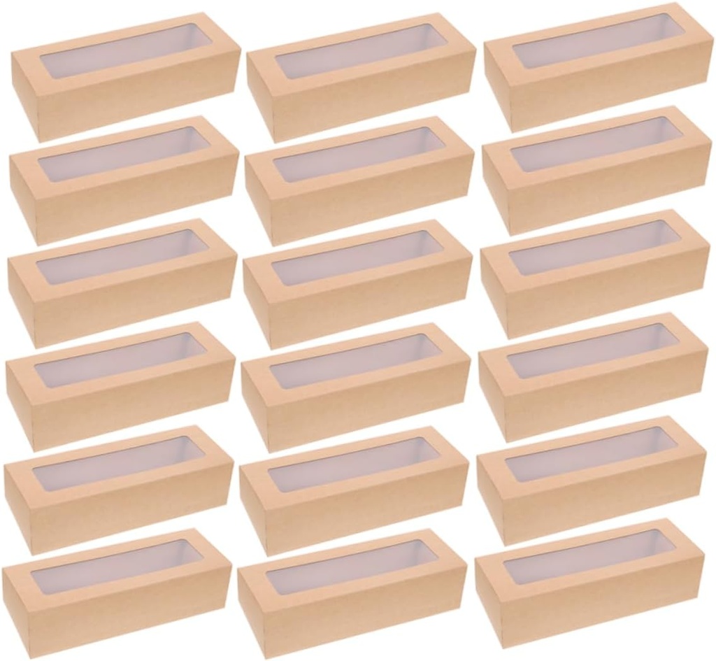 20Pcs Macaron Boxes with Clear Window Rectangular Paper Baked Goods Container for Cookies Muffins Cupcakes for Bakeries and Cafes Preserves Freshness and Enhances