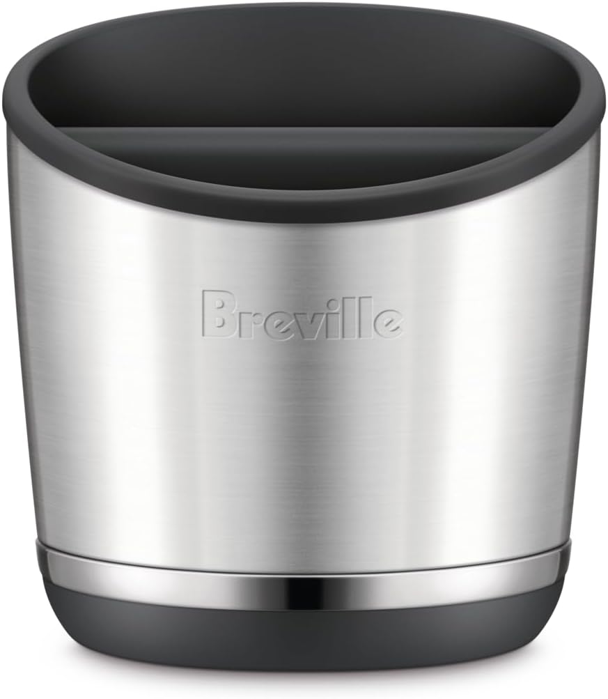 Breville BEA502BSS Knock Box 20 Espresso Machine Accessory, 20 Puck Capacity, Brushed Stainless Steel