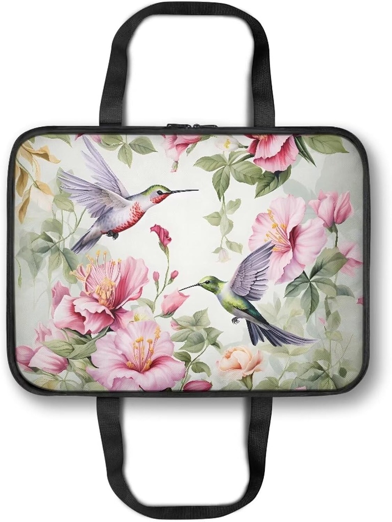 Hummingbird Spring Flower 9"x13" Insulated Casserole Carrier for Hot or Cold Food Portable Casserole Dish Carrying Case Baking Dish Cake Pie Carrier Bag with Zip