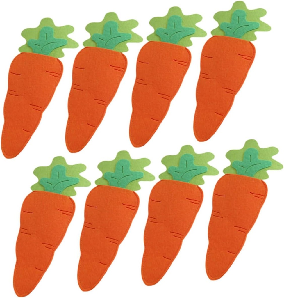 8pcs Carrot Shaped Cutlery Holders Easter Table Decorations Festive Utensil Bags for Party Supplies for Holiday Celebrations and Gifting