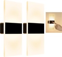 Battery Operated Wall Sconce Set of 2 ， Black Rechargeable Battery Operated Wall Sconces with 4000mAh and Touch Control, 3 Brightness for Living Room Hallway Decor