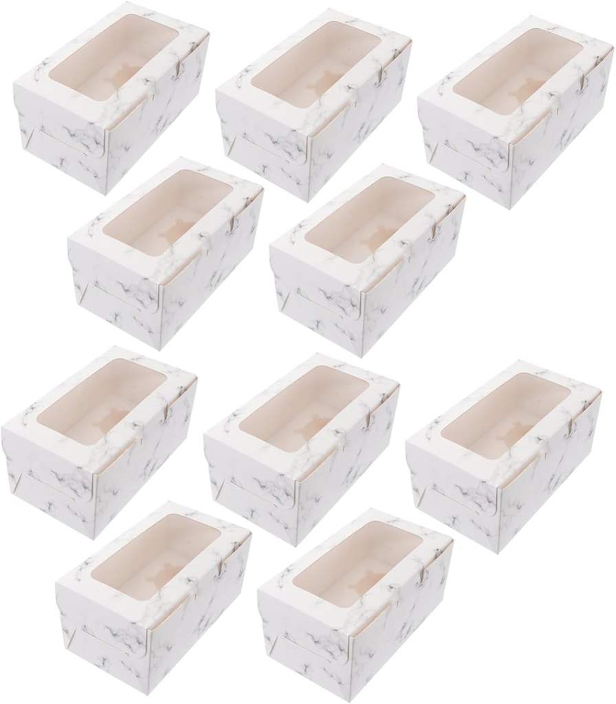 10pcs Cupcake Boxes Marble Paper Containers for Sturdy Bakery Packaging for Weddings Parties and Celebrations Food-grade Material