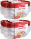 Rubbermaid Take Alongs Food Storage Container, 4-Cup Rectangle, Set of 12, (12 Pack), Red