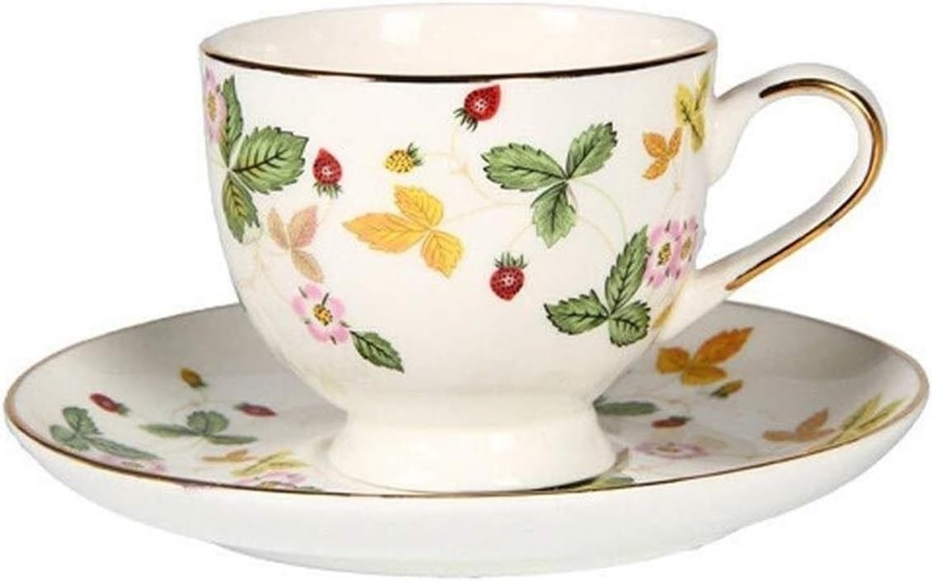 Coffee Mugs Gold Rim Ceramic Flower Cup and Saucer Set Home Office Afternoon Tea Cups Latte Cups Italian Espresso Machine Cups Restaurant Hotel Coffee Shop