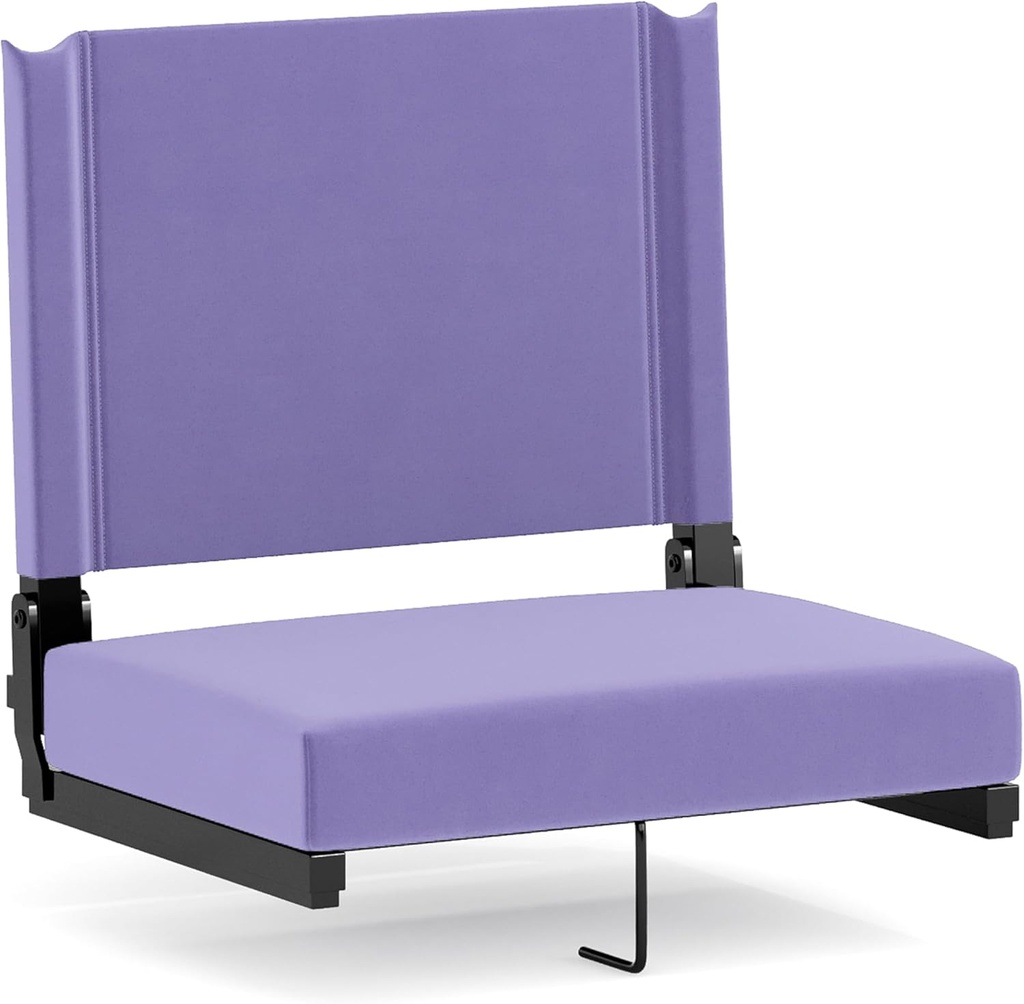 Flash Furniture Grandstand Portable Stadium Seat for Bleachers or Benches, Folding Padded Stadium Chair with Carrying Handle, 500 lb. Weight Capacity, Purple