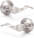 Gobrico Wave Lever Right-Handed Left-Handed Half Dummy Knobs Lock Satin Nickel Finished 1Pack