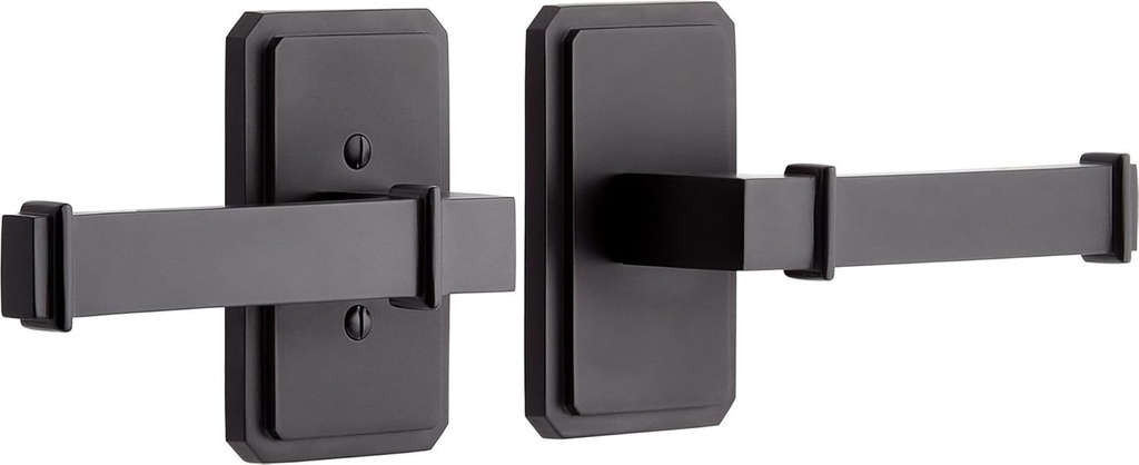 Signature Hardware 479200 Delory Left Handed Solid Brass Privacy Door Lever Set with 2-3/8" Backset