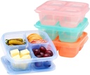 Bentgo Easyboxes 4-Compartment Snack Containers - 8-Piece Set with 4 Trays & 4 Custom-Fit Lids to Seal in Freshness - Reusable Food Storage & Meal Prep Bento BPA-Free Containers (Pastels)
