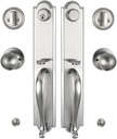 Double Door Handlset for Front Door Brushed Nickel Finish (Keyed Entry Handle and Dummy Hanleset Set)