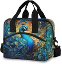 Peacock Lunch Bag for Women Men,Insulated Lunch Box Reusable Cooler Tote Bag Freezable Lunch Bag for Picnic Beach 202a5369