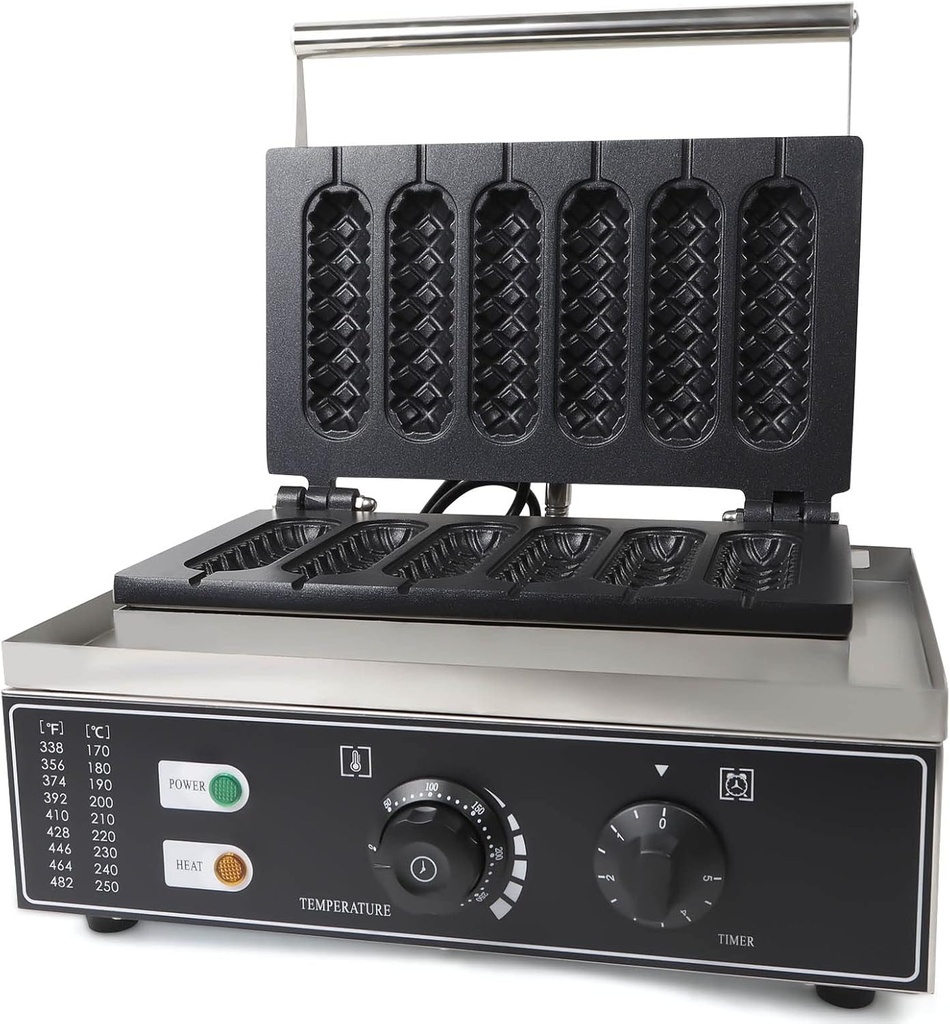 Waffle Makers Iron Machine Stainless Steel Baker Machine 1500W 110V (6-Slice Hot Dog Waffles)