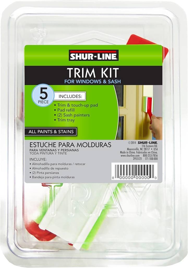 Shur-Line 2007101 5 Piece Trim Kit for Windows & Sash Includes: Trim & Touch-Up Pad w/Refill, 2 Sash Painters, Trim Paint Tray