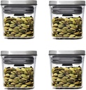 OXO Steel POP Mini Container - 0.2 Qt (Pack of 4) Airtight Food Storage for Spices & More, Grey