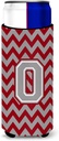 Letter O Chevron Crimson and Grey Ultra Beverage Insulators for slim cans