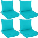 EAGLE PEAK Outdoor Deep Seat Patio Seat Cushion Set, 25 x 25 x 5 inch, 2-Piece Back Chair Cushion, Set of 4, Blue