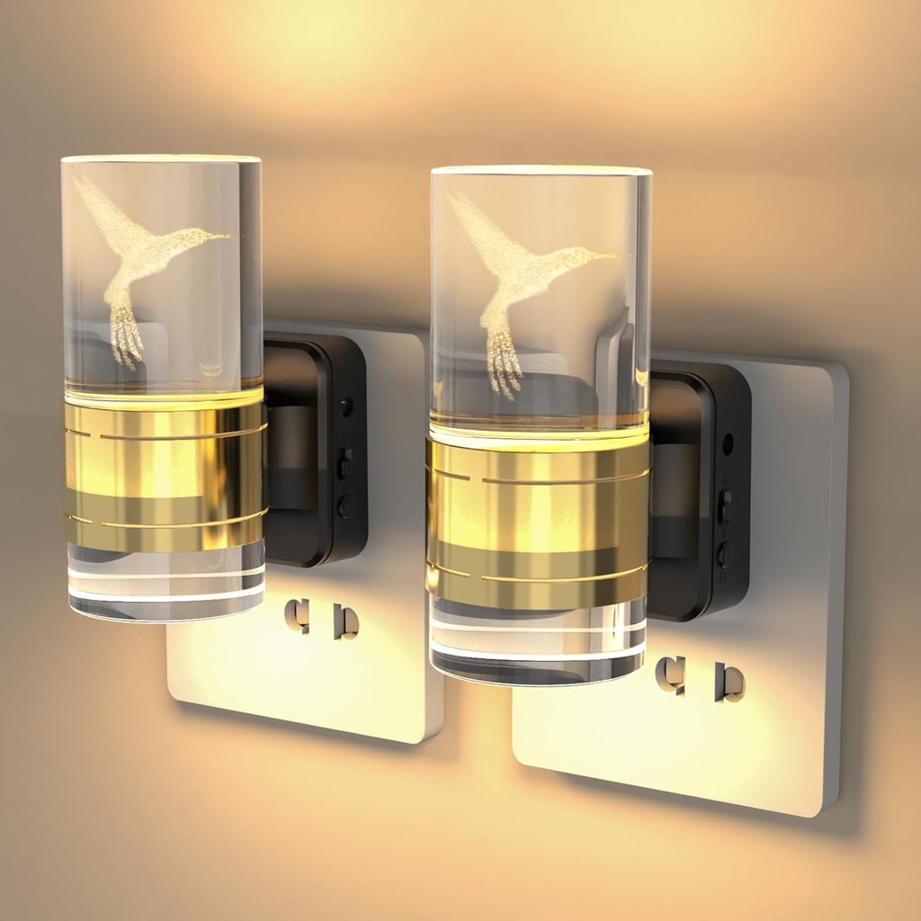 Night Lights Plug into Wall, 3 Color Temperature Nightlight, 0-100 LM Dimmable LED Night Light, On/Off Light Sensor by Switch, 180° Rotating Plug in Night Light for Bathroom Hallway Home Decor 2 Pack