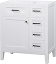 30 Inch Bathroom Vanity Without Sink Freestanding Cabinet Washstation 1 Soft Close Doors 3 Drawer No Basin Symmetric Storage Layout 18" Deep MDF Frame White