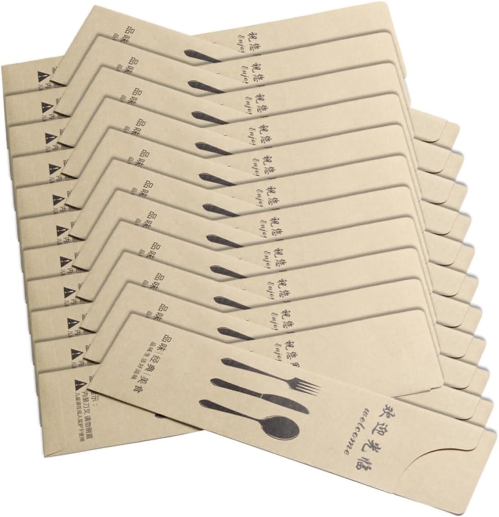 100pcs Kraft Paper Cutlery Holders Durable Utensil Storage Bags for Parties Weddings and Hotels Safe Tear-resistant Paper Pockets for Forks and Spoons