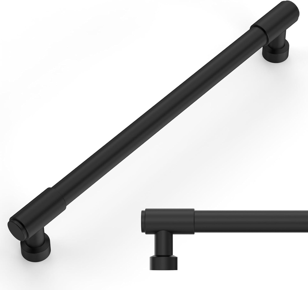 Amerdeco 10 Pack Matte Black Cabinet Pulls 7.5 Inch(192mm) Hole Center Drawer Pulls Cabinet Hardware Kitchen Cabinet Handles for Bathroom ZH0075