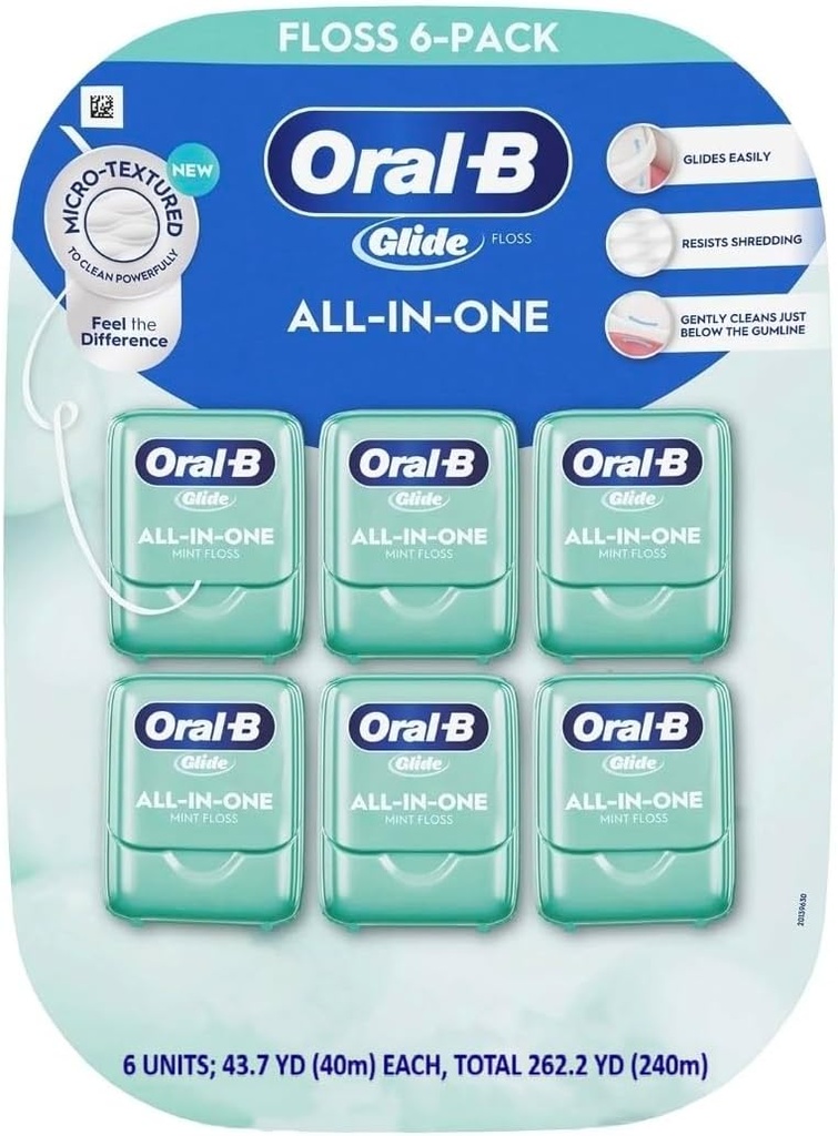 Oral-B Glide All-In-One Dental Floss, Mint, 6 Count