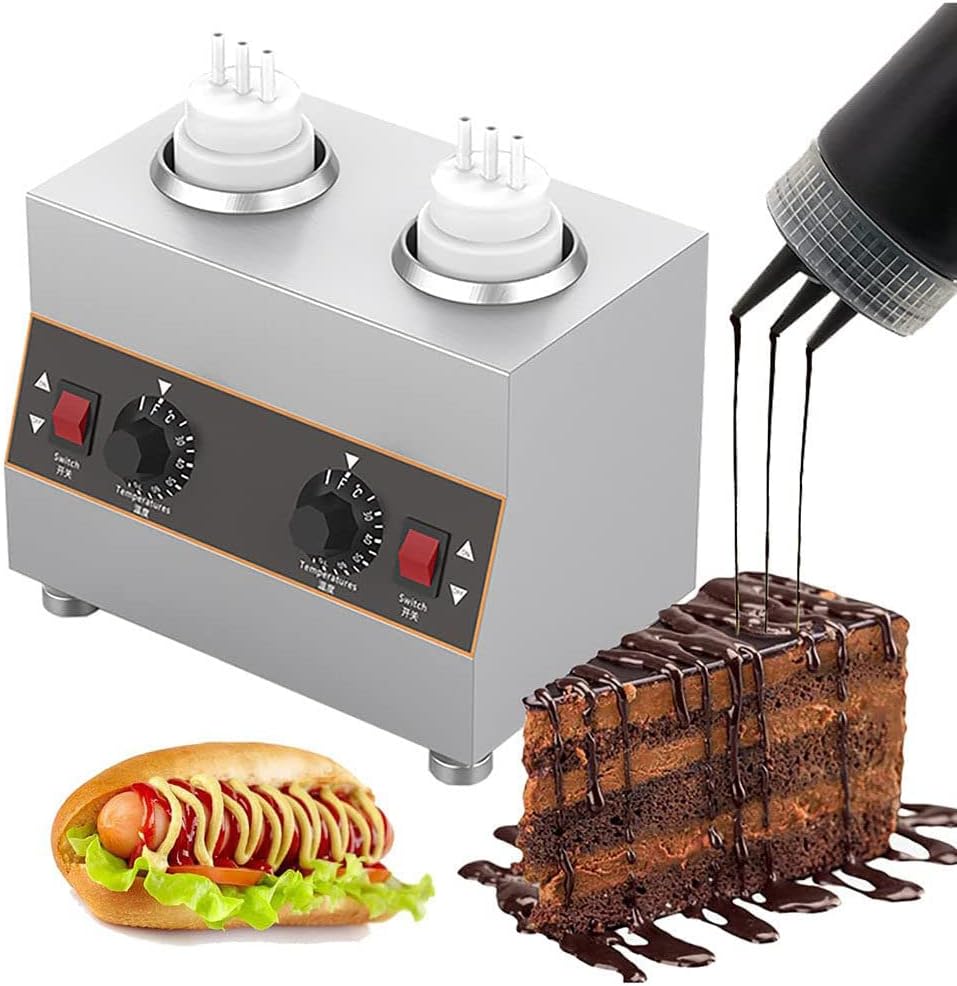 160/320/480/640w Electric Sauce Warmer Multifunctional Jam Warmer Commercial Cheese Warmer Food Sauce Warmer 650ml*1/2/3/4,650ml*2