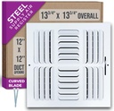 Fits 12x12 Duct Opening 4 Way Fixed Curved Blade Air Supply Diffuser by Handua | Register Vent Cover Grill for Sidewall and Ceiling | White | Outer Dimensions: 13.75" X 13.75"