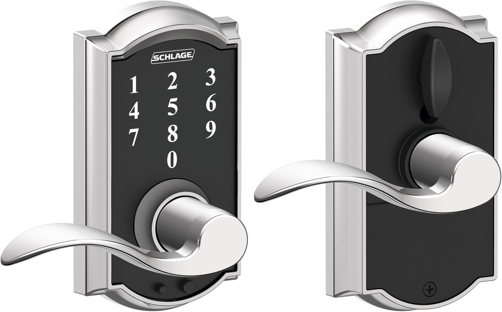 SCHLAGE Touch Camelot Lock with Accent Lever (Bright Chrome) FE695 CAM 625 ACC